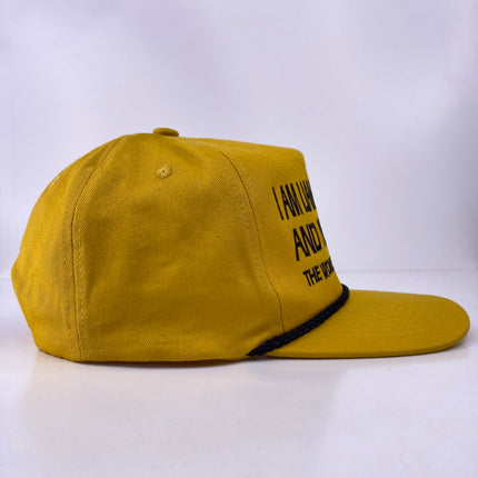 I AM LIAM GALLAGHER AND I'M IN OASIS THE WORLD IS JEALOUS OF ME Yellow SnapBack with Black Rope Custom Embroidered Cap Hat