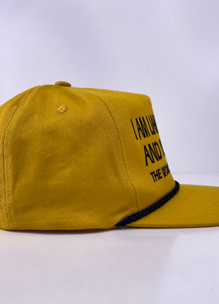 I AM LIAM GALLAGHER AND I'M IN OASIS THE WORLD IS JEALOUS OF ME Yellow SnapBack with Black Rope Custom Embroidered Cap Hat