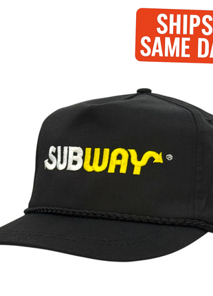 True Original Vintage 1990s Subway Employee Hat Black Rope Authentic Deadstock Fast Food Uniform Cap (Not Reproduced)