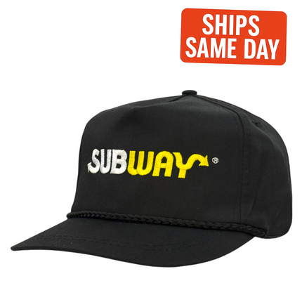 True Original Vintage 1990s Subway Employee Hat Black Rope Authentic Deadstock Fast Food Uniform Cap (Not Reproduced)