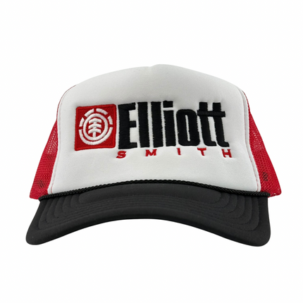 Elliott Smith Black/White/Red Mesh Trucker SnapBack Custom Embroidered Hat