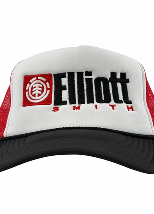 Elliott Smith Black/White/Red Mesh Trucker SnapBack Custom Embroidered Hat