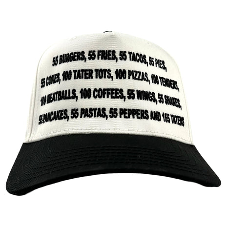 55 Burgers 55 Fries Pay It Forward Black/White SnapBack I Think You Should Leave custom embroidered