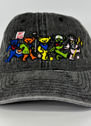 Golf Bears GD Distressed Stonewash Strapback 6 Panel Dad Hat Cap ￼Custom Embroidered
