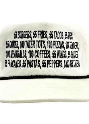 55 Burgers 55 Fries Pay It Forward Black/White SnapBack I Think You Should Leave custom embroidered