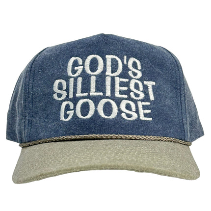 GOD'S SILLIEST GOOSE Tall Crown Snapback with rope Hat Cap Custom Embroidery