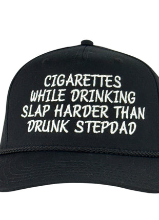 Cig While Drinking Hat Funny Drunk Stepdad Trucker Cap Retro Rope Hat Sarcastic Custom Embroidered Dad Hat Gift