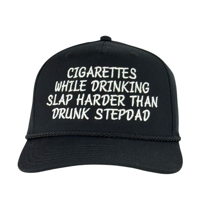 Cig While Drinking Hat Funny Drunk Stepdad Trucker Cap Retro Rope Hat Sarcastic Custom Embroidered Dad Hat Gift