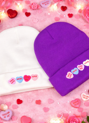 Valentines Day Candy Heart Beanie