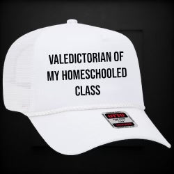 Custom order valedictorian of my homeschool class ￼on a white mesh trucker Snapback hat custom embroidery