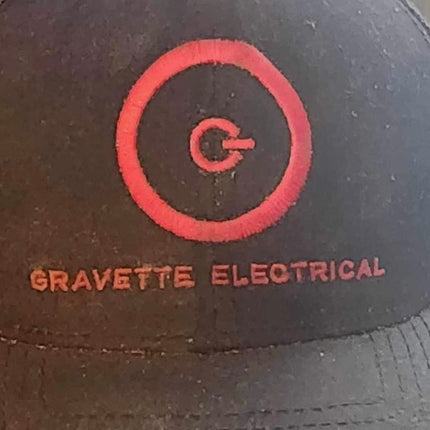 Custom order. Gravette Electrical logo. 20 light gray polos, 20 black hats custom embroidery ￼