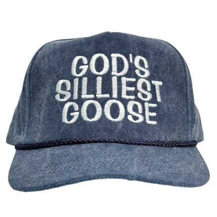 GOD'S SILLIEST GOOSE Tall Crown Snapback with Rope Cap Hat Custom Embroidery