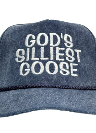 GOD'S SILLIEST GOOSE Tall Crown Snapback with Rope Cap Hat Custom Embroidery