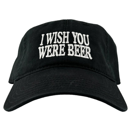 I WISH YOU WERE BEER FUNNY DAD HAT STRAPBACK CAP BLACK Custom Embroidered ￼