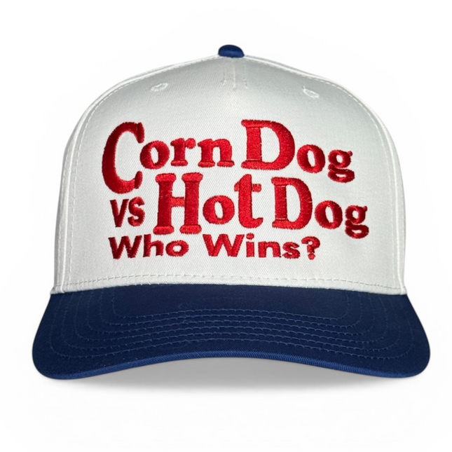 Corn Dog vs Hot Dog Who Wins? Funny Food Debate Trucker Hat July 4