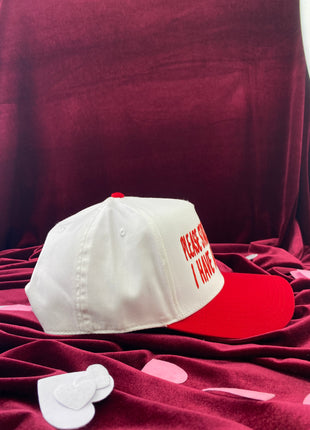 PLEASE STAY AWAY FROM ME I HAVE A GIRLFRIEND White/red Midcrown Snapback Custom Embroidered Cap Hat