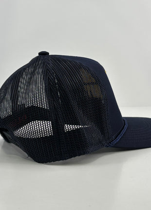 SMELLS LIKE TEEN SPIRIT NIRVANA NAVY MESH TRUCKER SNAPBACK CAP HAT CUSTOM EMBROIDERED