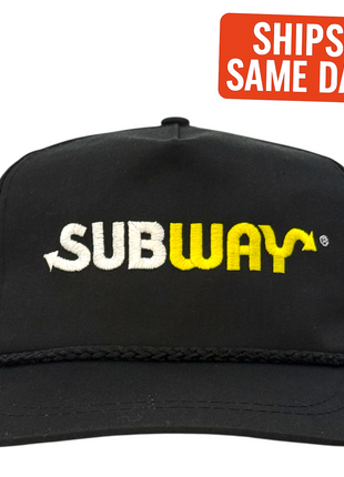 True Original Vintage 1990s Subway Employee Hat Black Rope Authentic Deadstock Fast Food Uniform Cap (Not Reproduced)