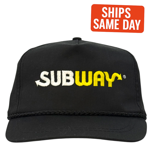 True Original Vintage 1990s Subway Employee Hat Black Rope Authentic Deadstock Fast Food Uniform Cap (Not Reproduced)