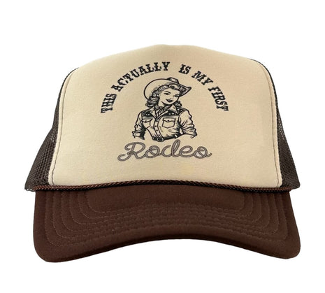 This is actually my first rodeo custom print on a brown and tan mesh trucker SnapBack hat cap