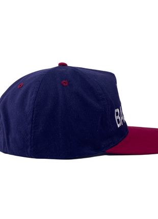 I MISS BASEMENT MAROON BRIM NAVY CROWN STRAPBACK CUSTOM EMBOIDERED CAP HAT