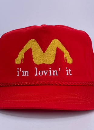 I’m Lovin’ It Red Trucker Rope Hat SnapBack Cap Custom Embroidered