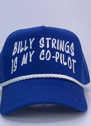 Billy Strings Is My Co-Pilot Blue Rope Trucker SnapBack Cap Hat Custom Embroidered