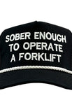 BLACK MESH WHITE ROPE TALL CROWN TRUCKER