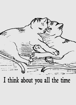 I Think About You All The Time Cat Custom Printed White T-shirt