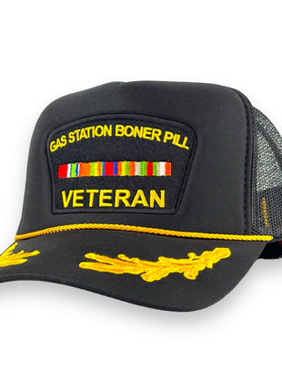 Gas Station Boner Pill Veteran Trucker Hat Custom Embroidered￼