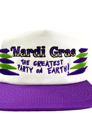MARDI GRAS THE GREATEST PARTY ON EARTH Purple Crown SnapBack Cap Hat Costume Embroidered ￼