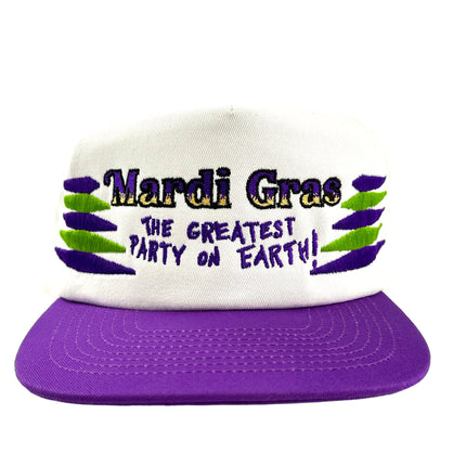 MARDI GRAS THE GREATEST PARTY ON EARTH Purple Crown SnapBack Cap Hat Costume Embroidered ￼