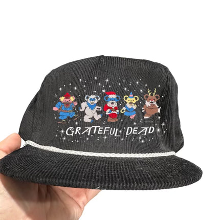 Custom order. Winter bears on a black corduroy SnapBack hat custom embroidery