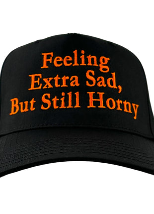 FEELING EXTRA SAD BUT STILL HORN Black SnapBack Cap Hat Custom Embroidered