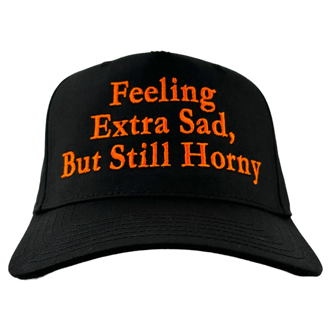 FEELING EXTRA SAD BUT STILL HORN Black SnapBack Cap Hat Custom Embroidered