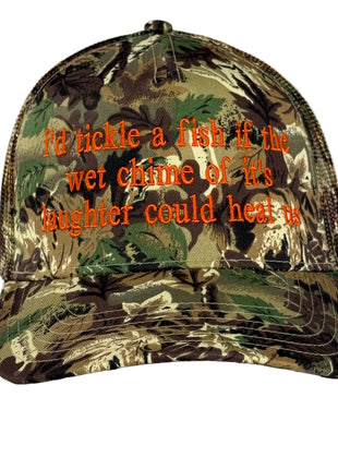 Black Friday I’d tickle a fish embroidered on a camo SnapBack hat