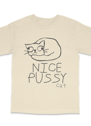 Nice Pussy Cat Funny Meme T-Shirt Viral Cat Joke Shirt, Adult Humor Novelty Tee