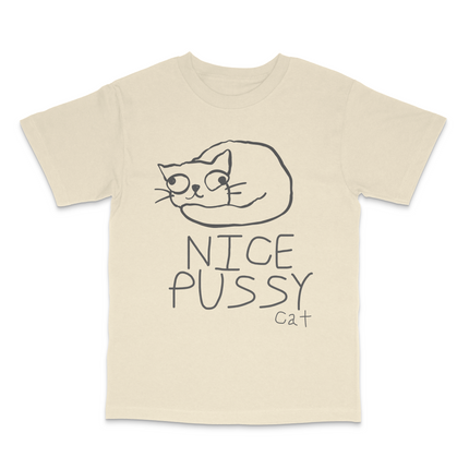 Nice Pussy Cat Funny Meme T-Shirt Viral Cat Joke Shirt, Adult Humor Novelty Tee