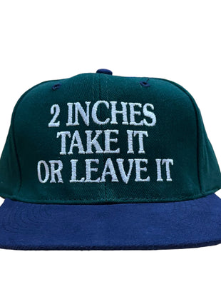 2 INCHES TAKE IT OR LEAVE IT FUNNY STRAPBACK CAP Green Mid Crown HAT Custom Embroidered