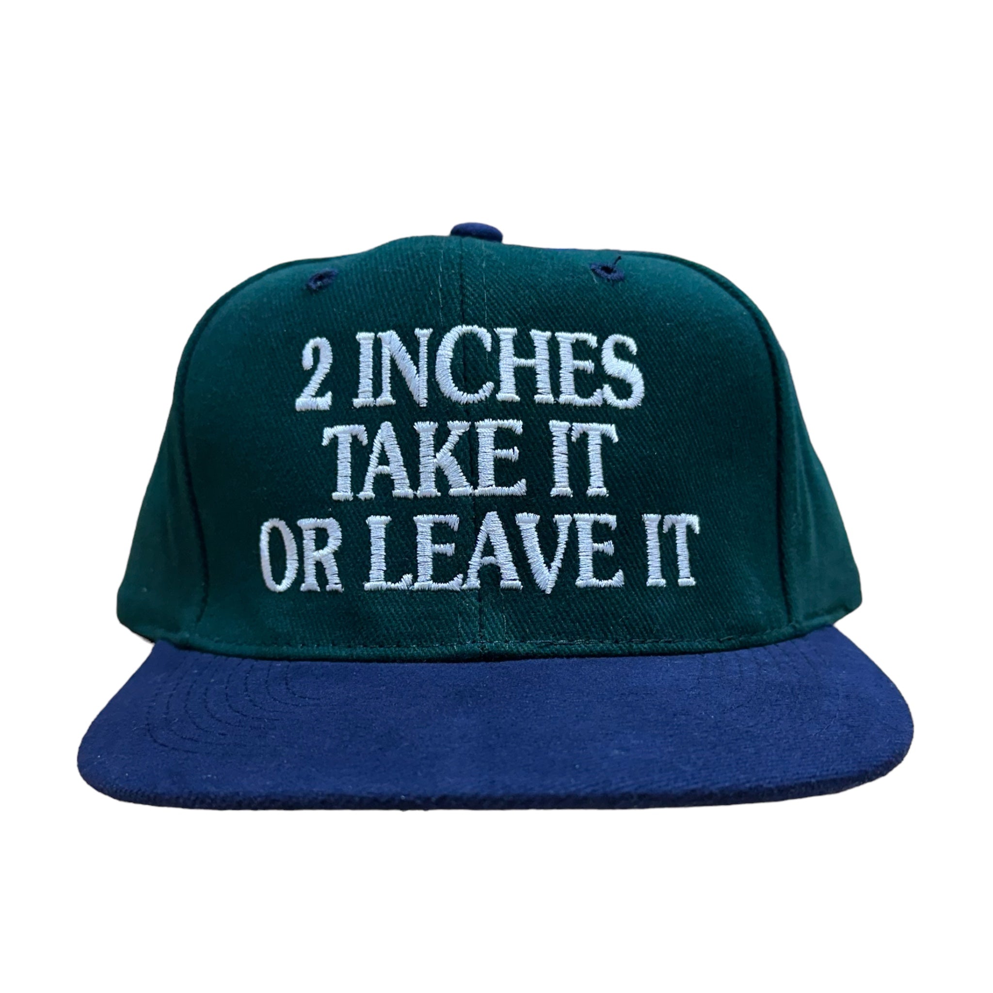 2 INCHES TAKE IT OR LEAVE IT FUNNY STRAPBACK CAP Green Mid Crown