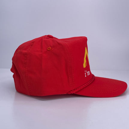 I’m Lovin’ It Red Trucker Rope Hat SnapBack Cap Custom Embroidered
