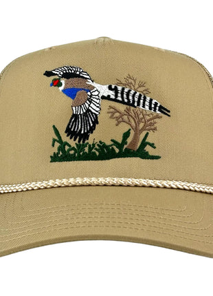 Pheasant Mesh Trucker Rope Hat Custom Embroidered￼