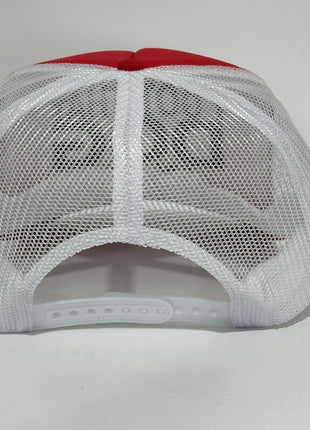 I GOT THAT DOG IN ME Red White Mesh￼ Trucker SnapBack Cap Hat Custom Embroidered ￼