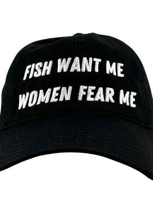 FISH WANT ME WOMEN FEAR ME Vintage Custom Embroidered FUNNY