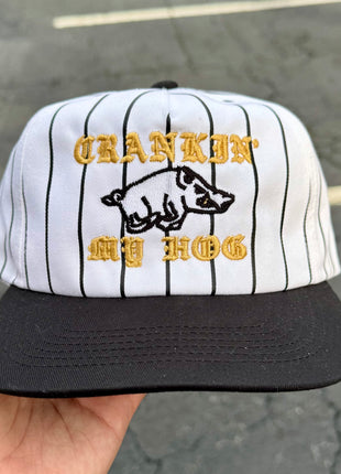 Crankin My Hog Pinstripe Hat Custom Embroidered