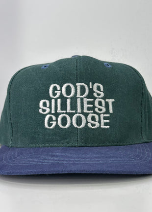 GOD'S SILLIEST GOOSE MID Crown Green Navy Blue Strapback Hat Cap Custom Embroidery Tony Cavalero
