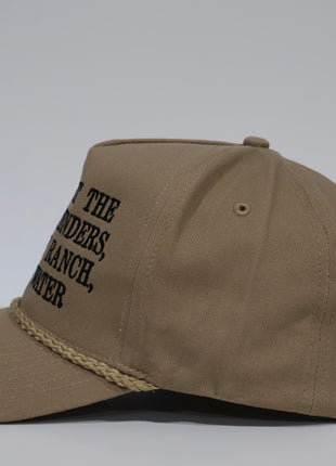 Lemme get the Chicken Tenders, A side of ranch, and a water custom embroidered tan rope snapback