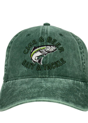 Cigs & Beer Bait & Tackle Fishing Hat Custom Embroidered