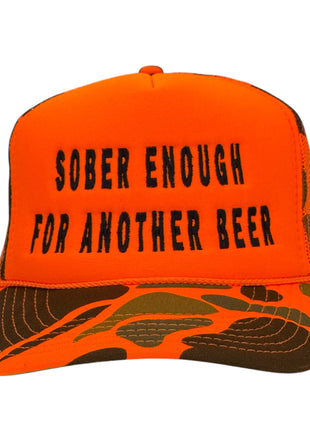 Sober Enough for Another Beer Camo Hat Custom Embroidered