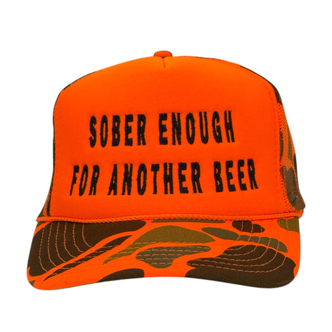 Sober Enough for Another Beer Camo Hat Custom Embroidered